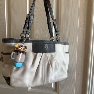 Coach Two-Tone Leather Shoulder Bag